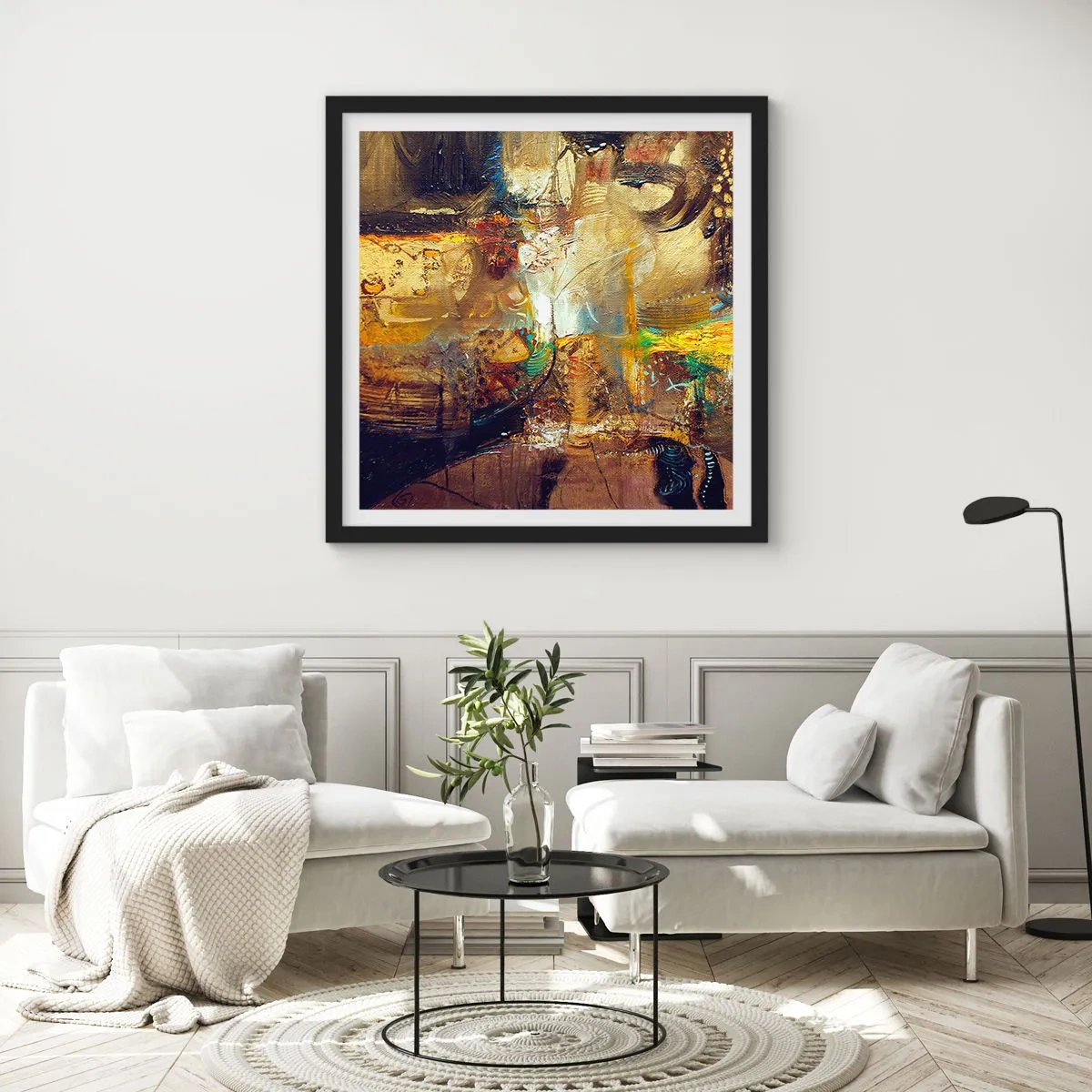 Póster en marco negro - Frío, templado, caliente - 60x60 cm