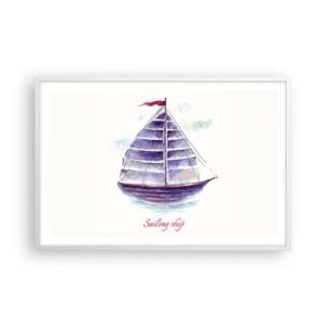 Póster en marco blanco - Velas izadas y aguas tranquilas - 91x61 cm