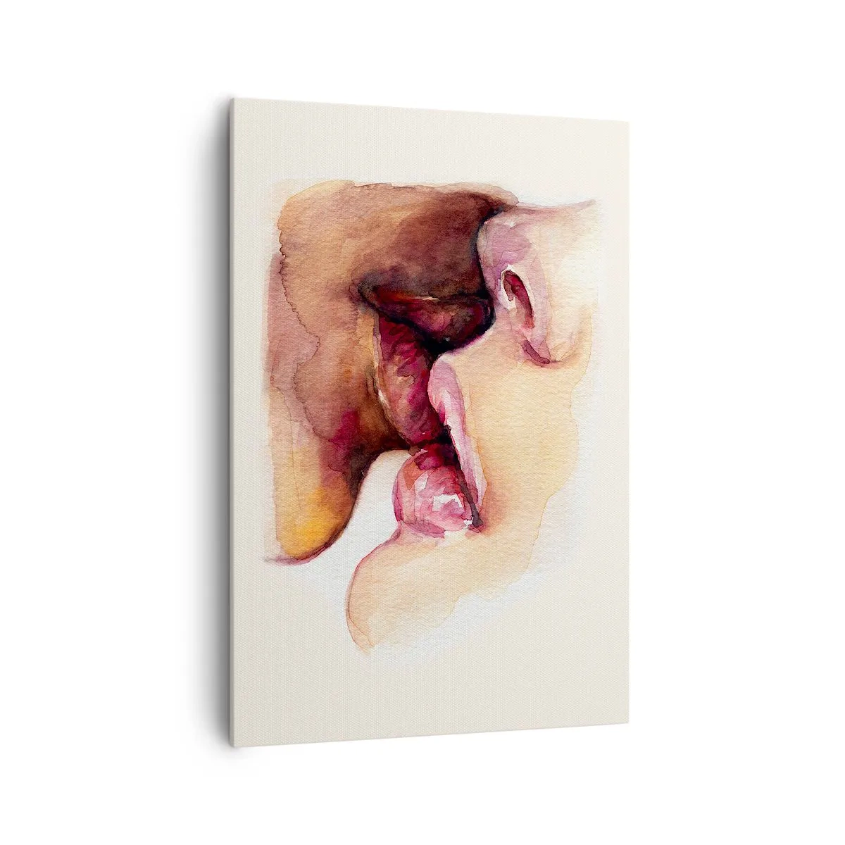 Cuadro sobre lienzo - Impresión de Imagen - Una pintura de acuarela de un primer plano de un rostro. - 70x100cm - Como la noche y el día, la tierra y el cielo - Decoración de pared moderna para salón y dormitorio ARTTOR