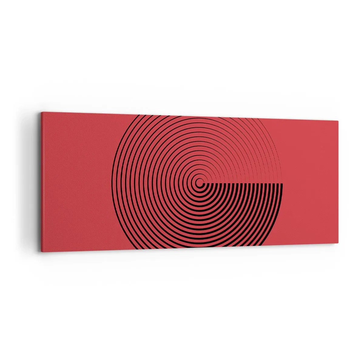 Cuadro sobre lienzo - Impresión de Imagen - Círculos concéntricos sobre fondo rojo - 120x50cm - Movimiento circular - Decoración de pared moderna para salón y dormitorio ARTTOR