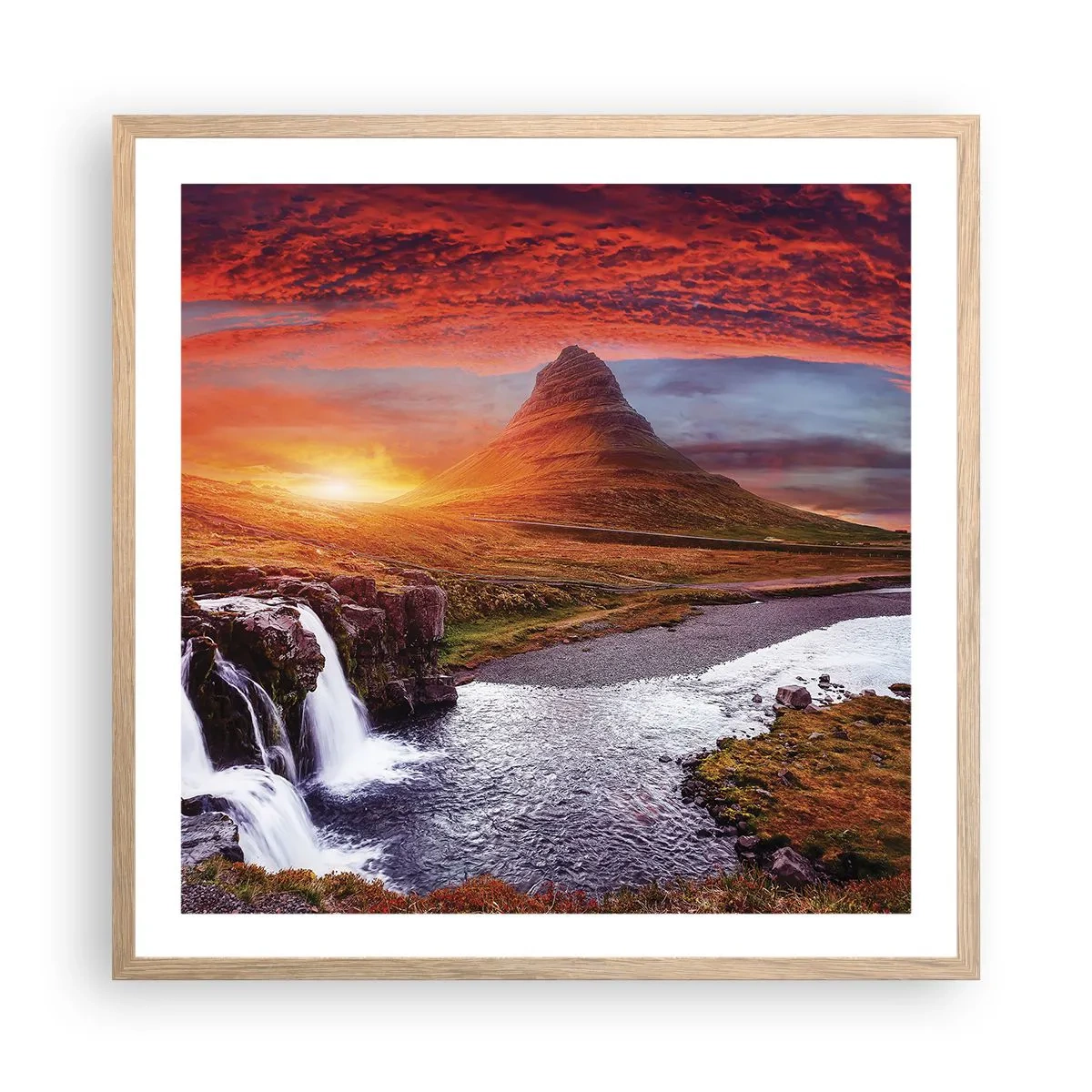 Póster en marco roble claro - Una vista de la Tierra Media - 60x60 cm
