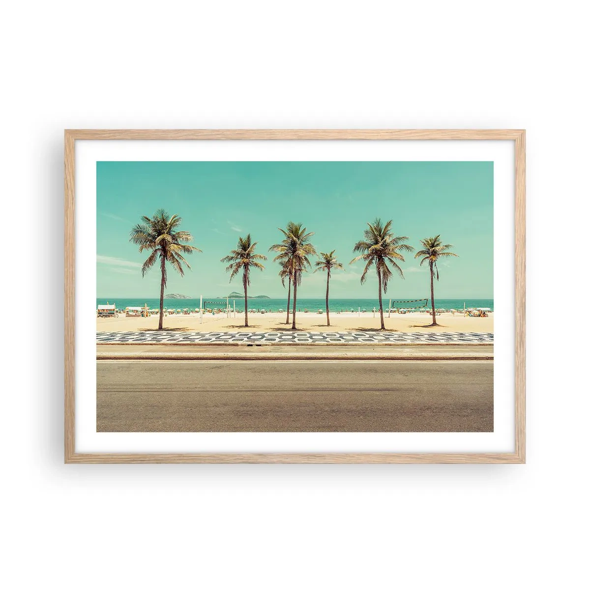 Póster en marco roble claro - En la playa - 70x50 cm