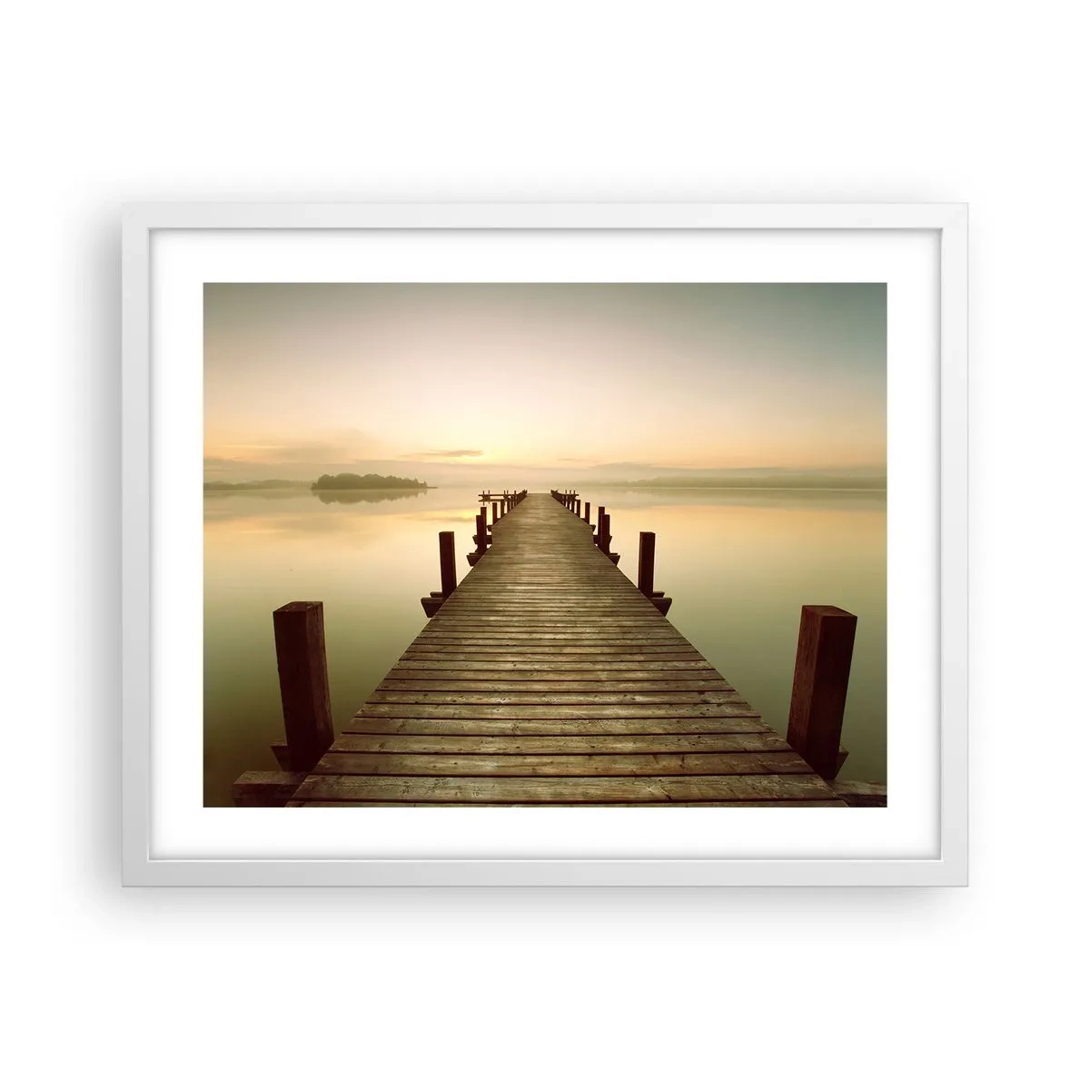 Póster en marco blanco - Antes del amanecer, al amanecer, la luz - 50x40 cm