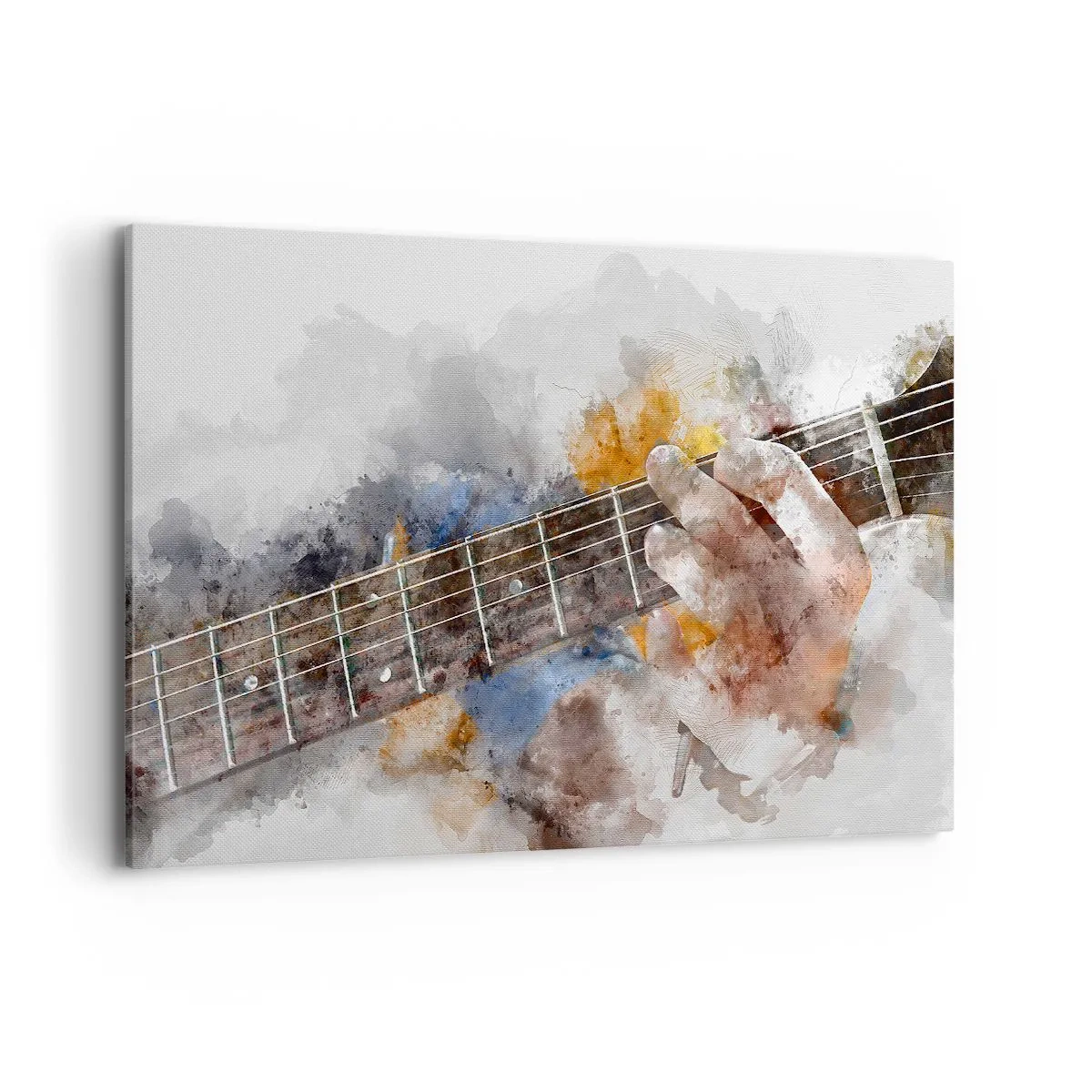 Cuadro sobre lienzo - Impresión de Imagen - Imagen abstracta de una mano tocando la guitarra. - 120x80cm - Poesía entre las cuerdas - Decoración de pared moderna para salón y dormitorio ARTTOR