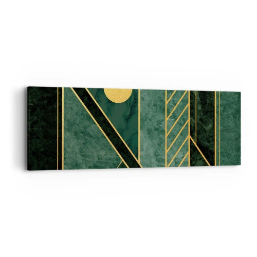 Cuadro sobre lienzo - Impresión de Imagen - La dinámica del oro y el azul - 90x30 cm