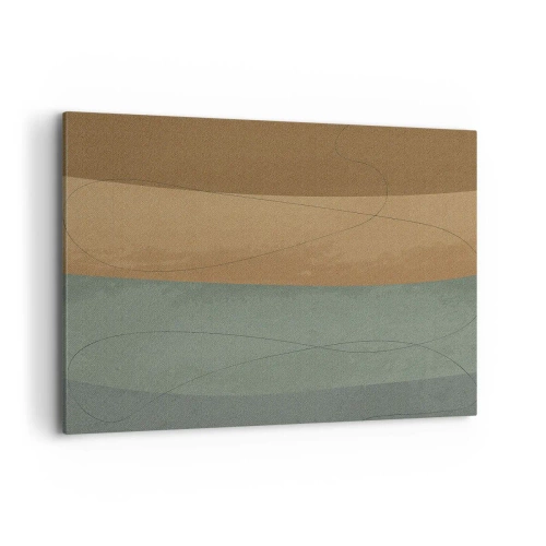Cuadro sobre lienzo - Impresión de Imagen - Composición abstracta en tonos tierra naturales. - 100x70cm - Composición horizontal - Decoración de pared moderna para salón y dormitorio ARTTOR