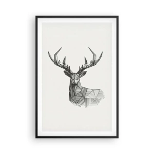 Póster en marco negro - Ciervo en estilo cubista - 61x91 cm