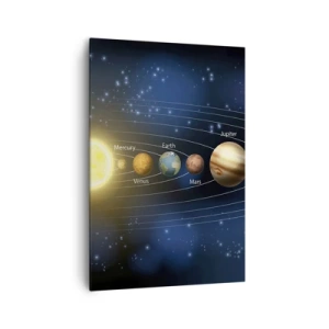 Cuadro sobre lienzo - Impresión de Imagen - Diagrama del sistema solar con planetas y el sol. - 70x100cm - Uno de diez - Decoración de pared moderna para salón y dormitorio ARTTOR