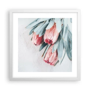 Póster en marco blanco - Avergonzada de su propia belleza - 40x40 cm