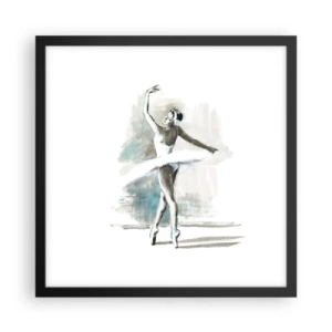 Póster en marco negro - Encantada por un cisne - 40x40 cm