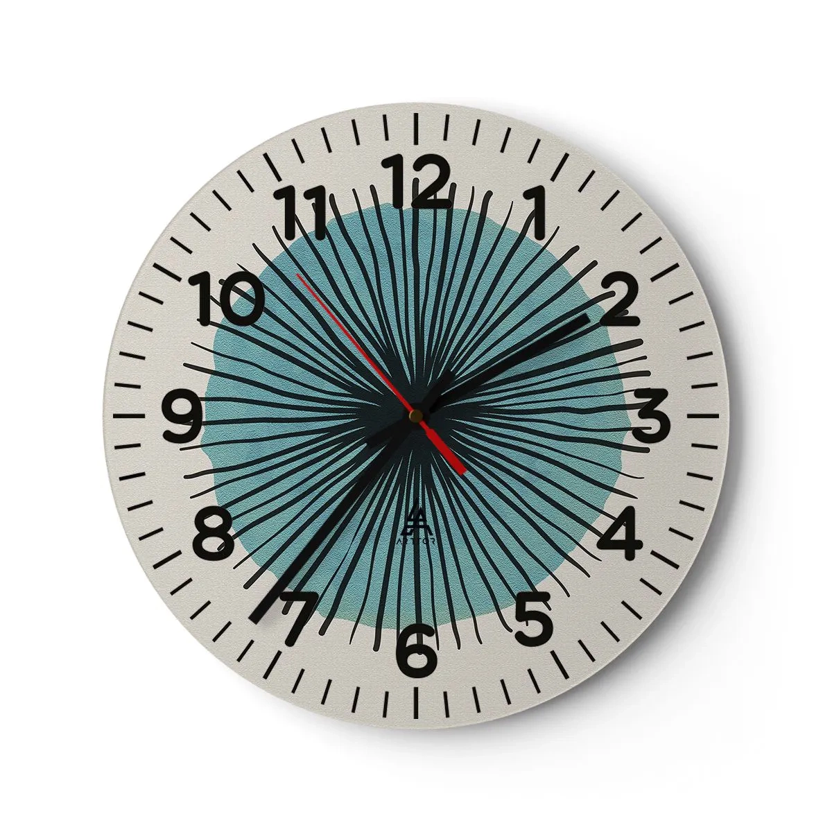 Reloj de pared - Reloj de vidrio - Radiante en azul - 40x40 cm