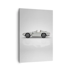 Cuadro sobre lienzo - Impresión de Imagen - Clásico convertible blanco sobre fondo claro. - 70x100cm - Una promesa de diversión - Decoración de pared moderna para salón y dormitorio ARTTOR