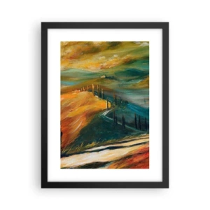 Póster en marco negro - Paisaje toscano - 30x40 cm