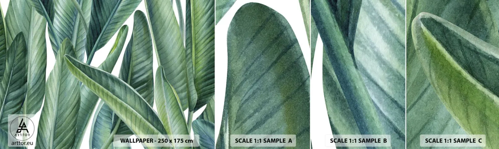 Muestra De Fotomural Standard Eco - Vegetación en estado puro - Hojas verdes, planta tropical, Naturaleza - 100x30 cm
