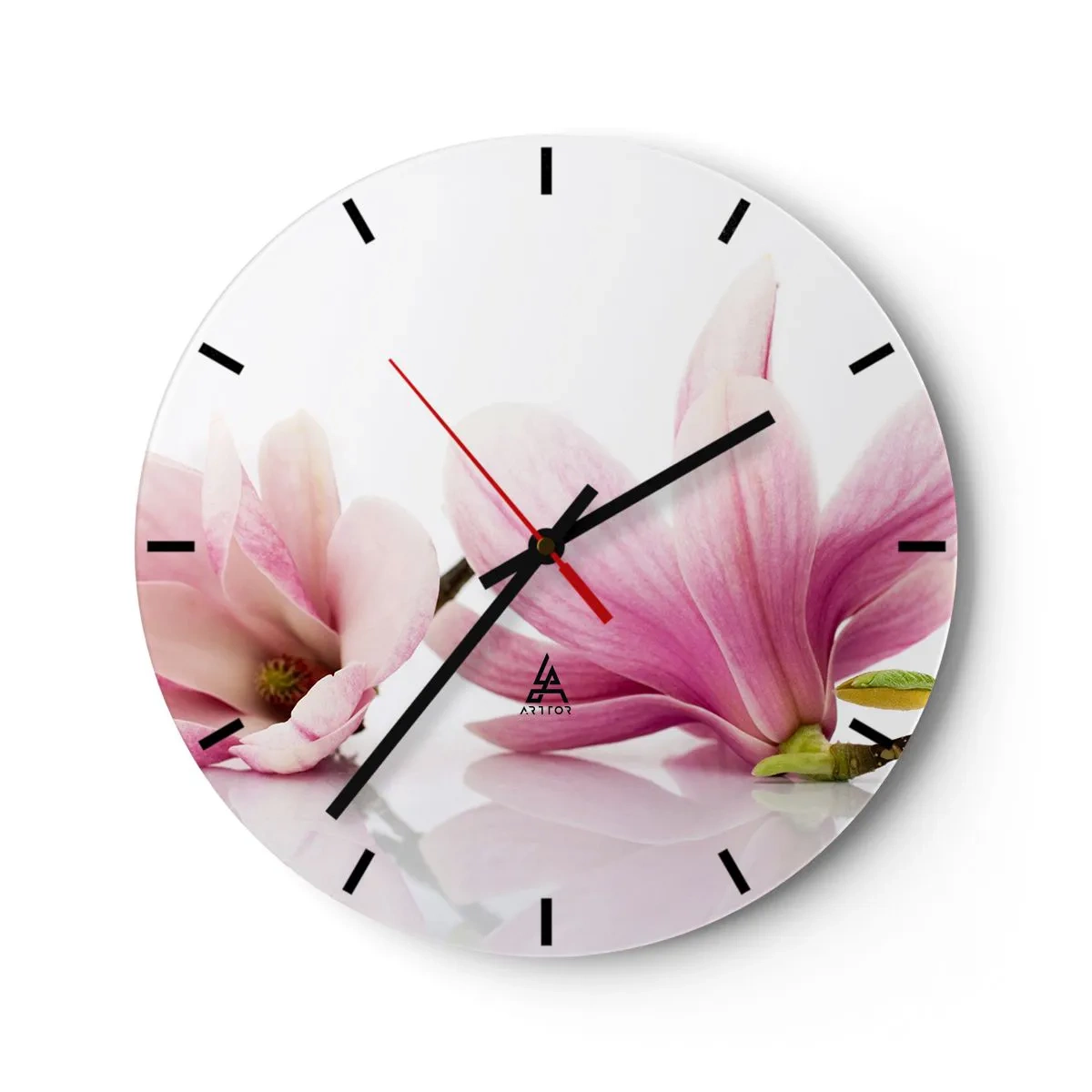 Reloj de pared - Reloj de vidrio - Suave como un soplo de primavera - 40x40 cm
