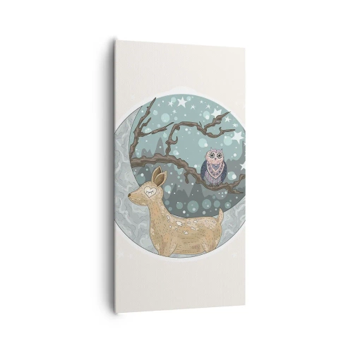 Cuadro sobre lienzo - Impresión de Imagen - Noche de bosque de cuento de hadas - 65x120 cm