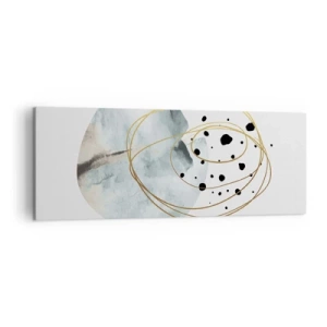 Cuadro sobre lienzo - Impresión de Imagen - Abstracción minimalista con patrón geométrico y líneas doradas. - 140x50cm - El concepto del espacio - Decoración de pared moderna para salón y dormitorio ARTTOR