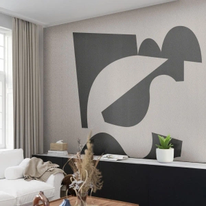 Fotomural Premium Canvas - Composición geométrica abstracta en blanco y negro - 100x70cm - Para automontaje - Decoración de pared moderna para salón y dormitorio ARTTOR