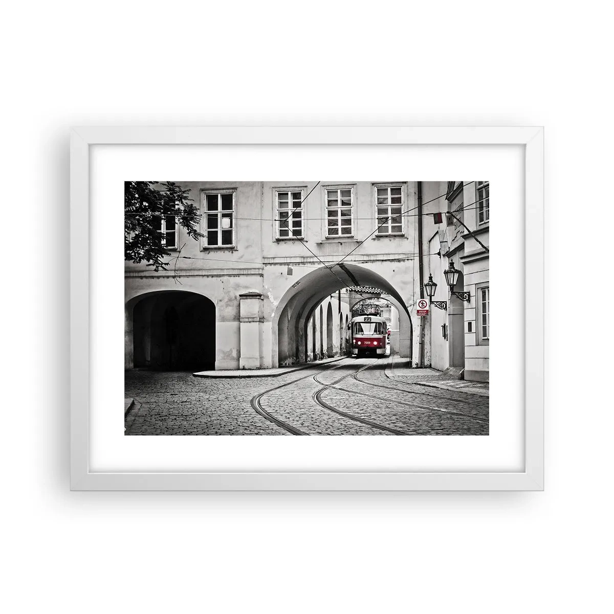 Póster en marco blanco - A través del laberinto urbano - 40x30 cm