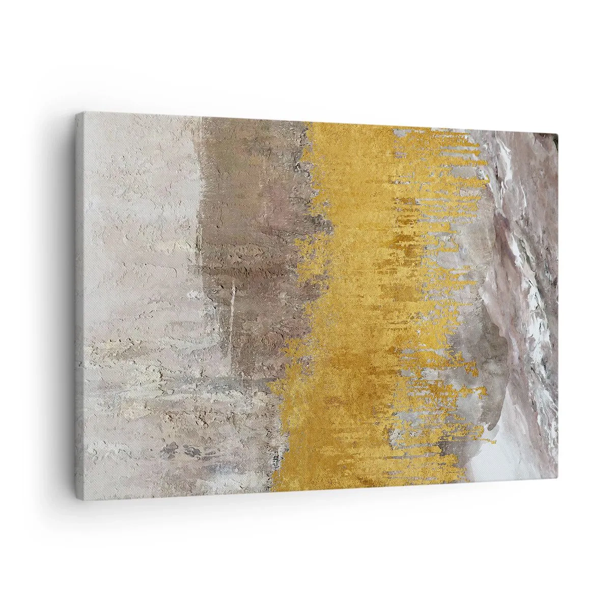 Cuadro sobre lienzo - Impresión de Imagen - Patrón abstracto dorado y beige - 70x50cm - Una ráfaga dorada - Decoración de pared moderna para salón y dormitorio ARTTOR