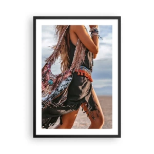 Póster en marco negro - Estilo bohemio con un paisaje desértico - 50x70cm - La chamana - Decoración de pared moderna para salón y dormitorio ARTTOR