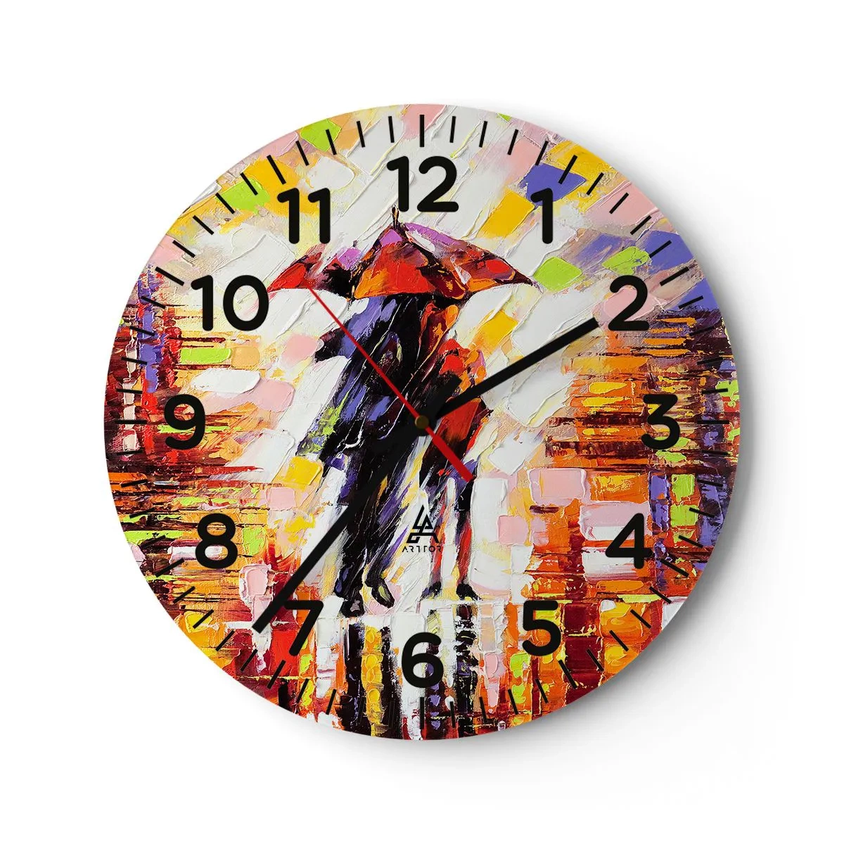 Reloj de pared - Reloj de vidrio - Juntos a través de la noche y la lluvia - 40x40 cm