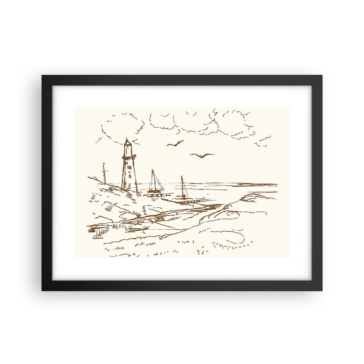 Póster en marco negro - Un esbozo de un recuerdo de verano - 40x30 cm