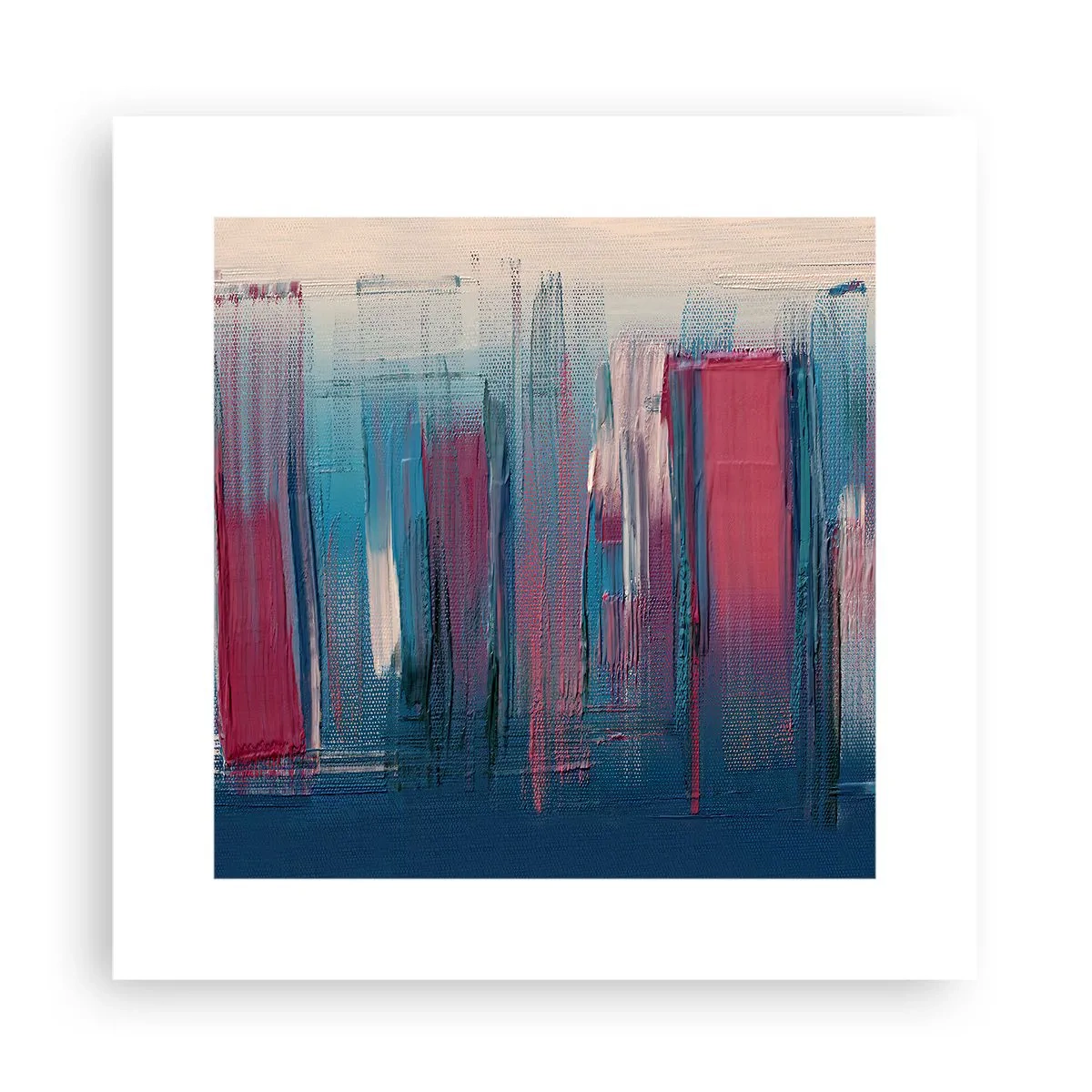 Póster - Composición vertical en azul y rojo - 30x30 cm