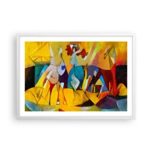 Póster en marco blanco - Sol - vida - alegría - 70x50 cm