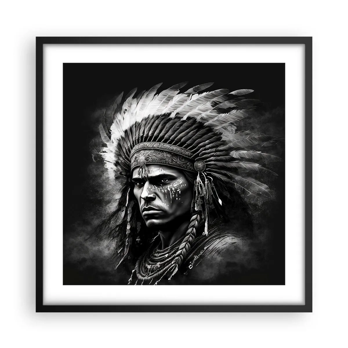 Póster en marco negro - Líder y guerrero - 50x50 cm