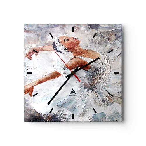 Reloj de pared - Reloj de vidrio - Una bailarina con un vestido blanco bailando. - 30x30cm - Suave y ligera - Decoración de pared moderna para salón y dormitorio ARTTOR