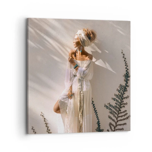 Cuadro sobre lienzo - Impresión de Imagen - El sol y la joven - 70x70 cm