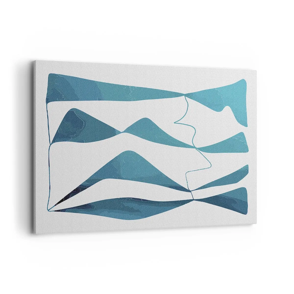 Cuadro sobre lienzo - Impresión de Imagen - Formas abstractas en tonos azules sobre un fondo blanco. - 100x70cm - Abstracción: un compuesto turquesa - Decoración de pared moderna para salón y dormitorio ARTTOR