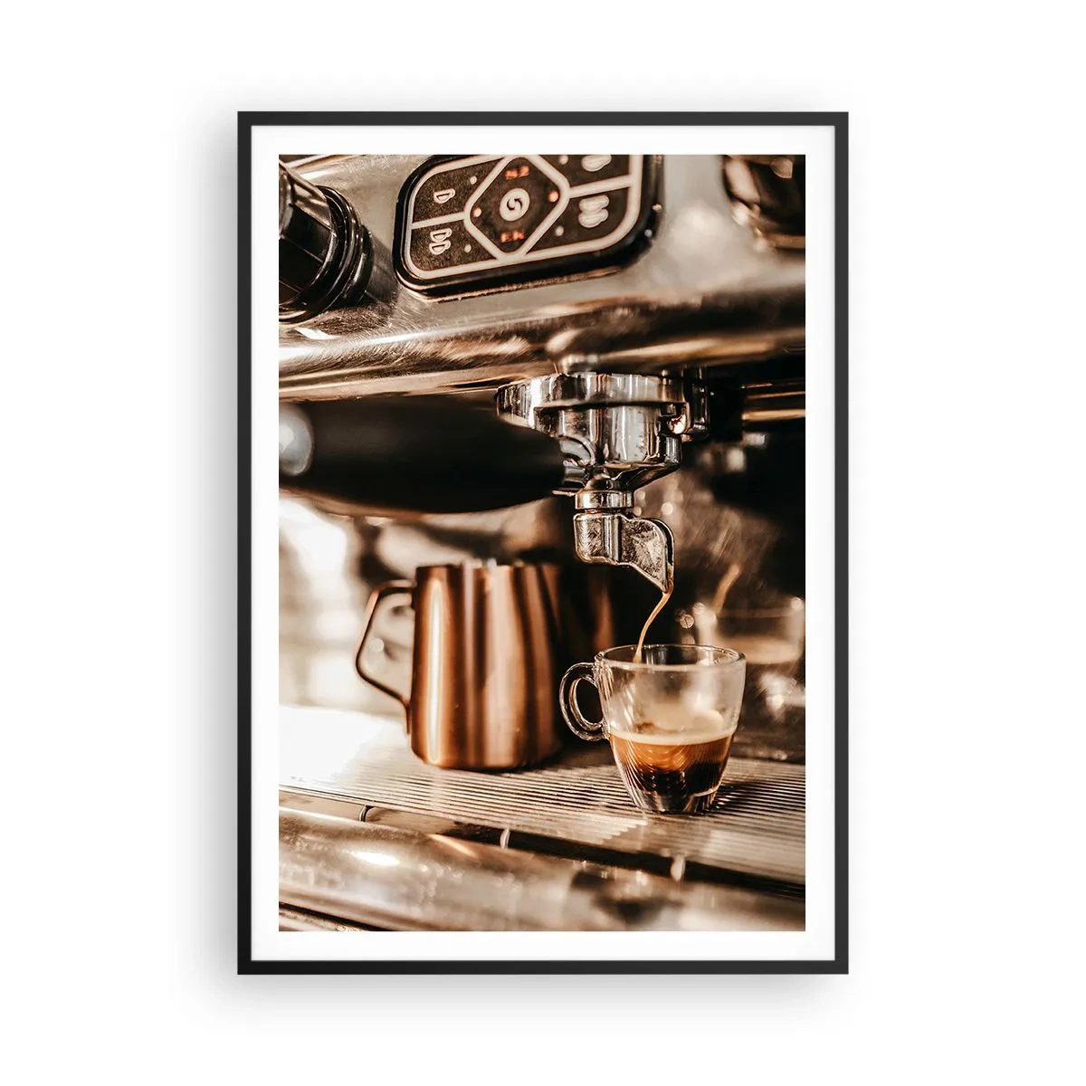 Póster en marco negro - El resplandor del café - 70x100 cm