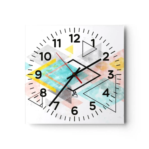 Reloj de pared - Reloj de vidrio - Un juego geométrico - 30x30 cm