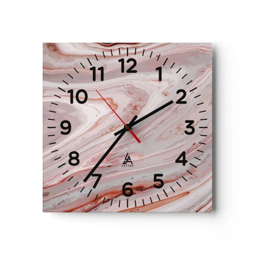 Reloj de pared - Reloj de vidrio - Rosa líquido - 30x30 cm