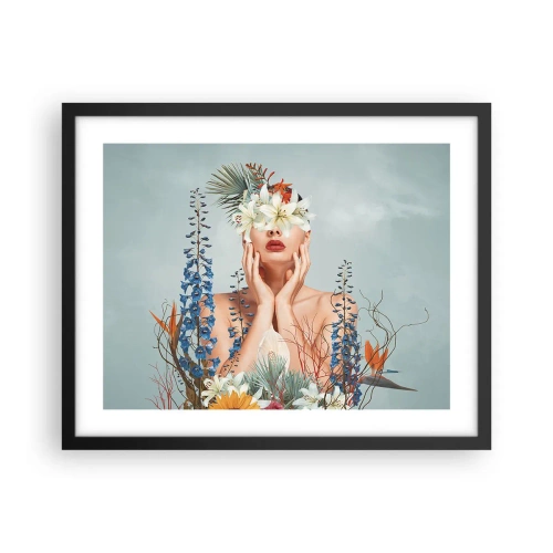 Póster en marco negro - Mujer-flor - 50x40 cm