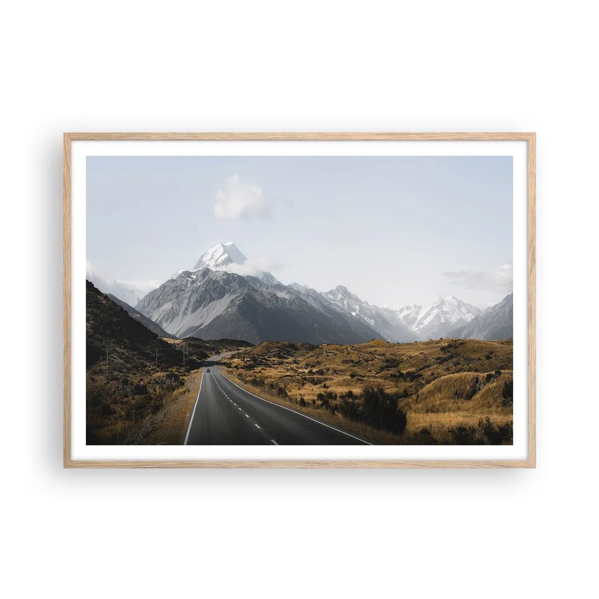 Póster en marco roble claro - El camino al corazón de las montañas - 100x70 cm