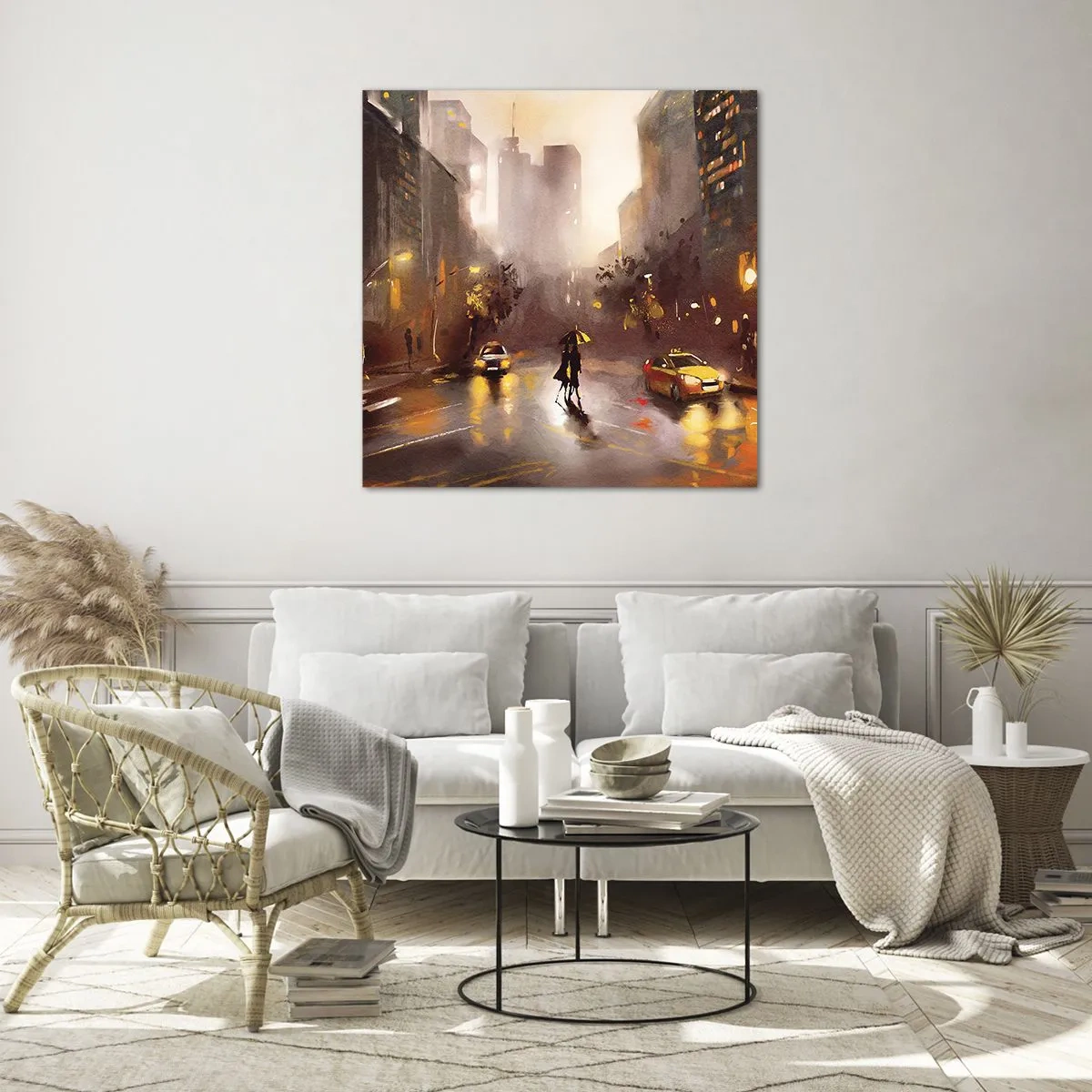 Cuadro sobre vidrio - Impresiones sobre Vidrio - En las luces de Nueva York - 30x30 cm