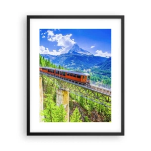 Póster en marco negro - Ferrocarril a los Alpes - 40x50 cm