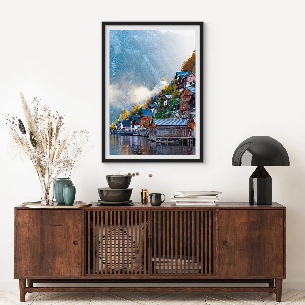 Póster en marco negro - Ambiente alpino - 30x40 cm