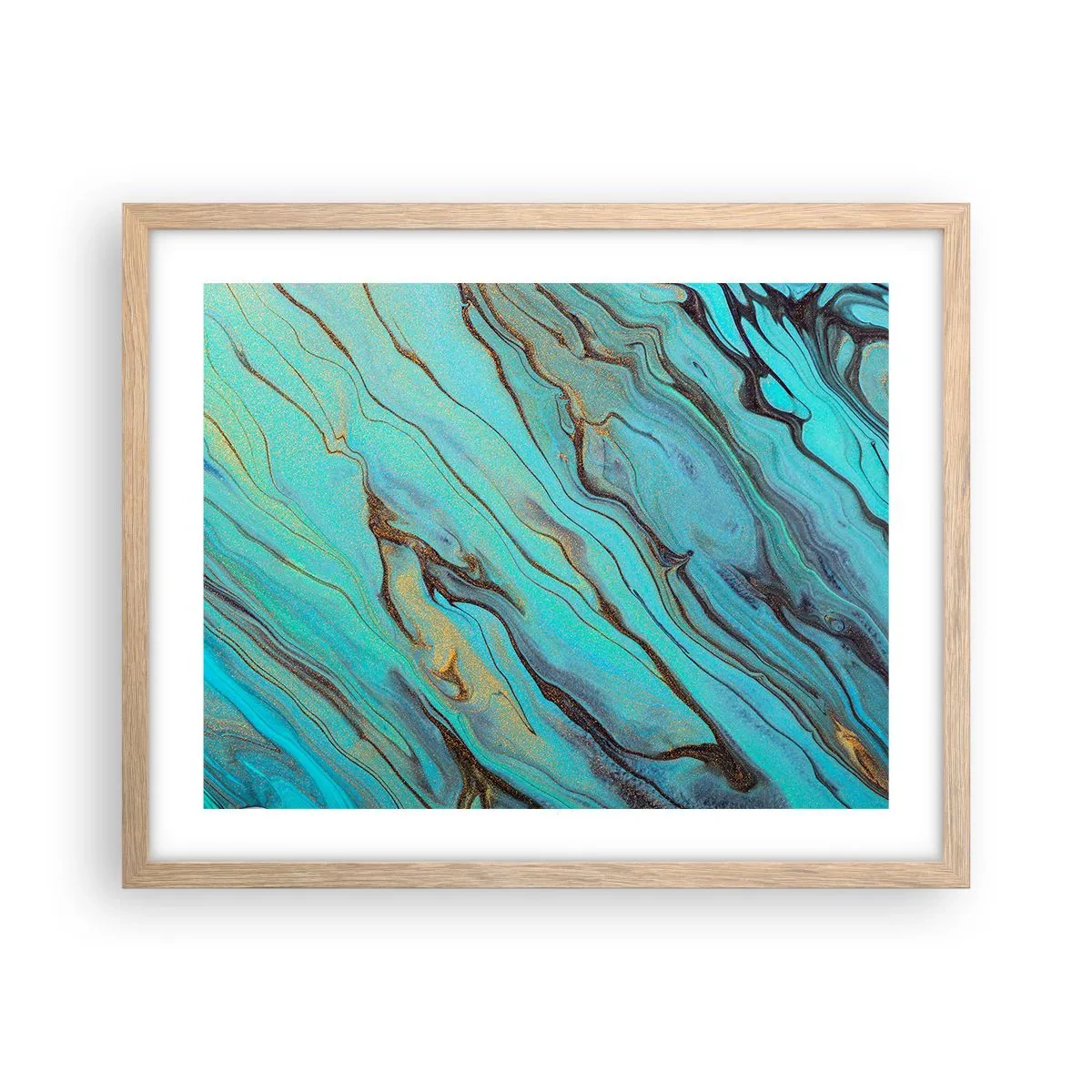 Póster en marco roble claro - Marea turquesa - 50x40 cm