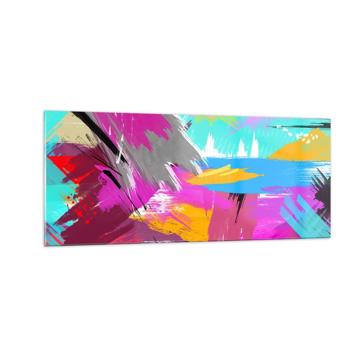 Cuadro sobre vidrio - Impresiones sobre Vidrio - Abstracción colorida - 100x40 cm