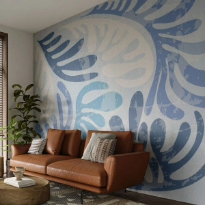 Fotomural Premium Sand - Helechos azules - Minimalismo, Pastel, bohemia - 350x256 cm