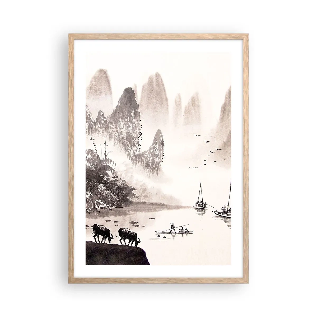 Póster en marco roble claro - La exótica vida cotidiana de Oriente - 50x70 cm