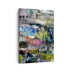 Cuadro sobre lienzo - Impresión de Imagen - Collage abstracto con texto y varios colores. - 50x70cm - Un collage de recuerdos - Decoración de pared moderna para salón y dormitorio ARTTOR