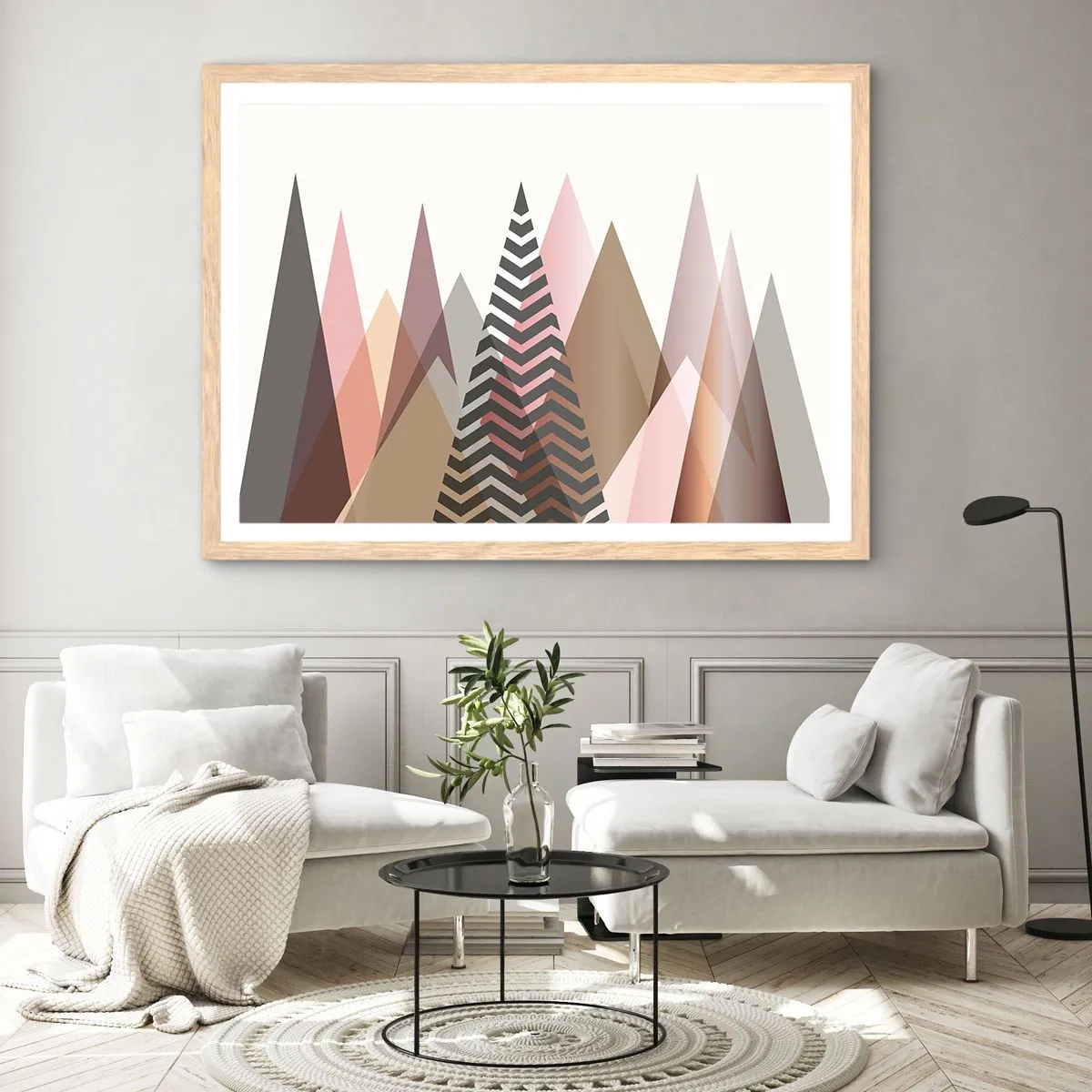 Póster en marco roble claro - Una visión piramidal - 100x70 cm