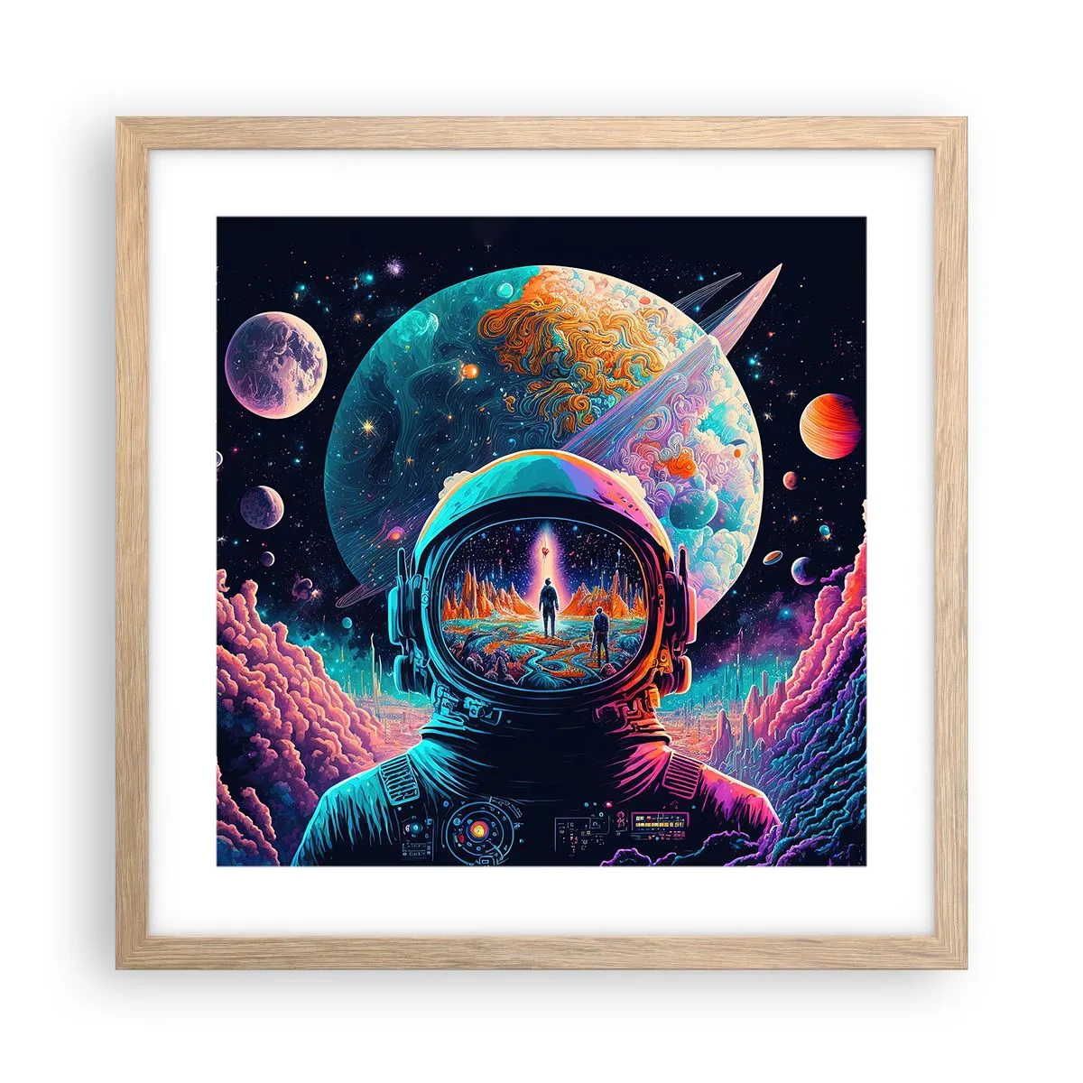Póster en marco roble claro - Sueños de niño - 40x40 cm