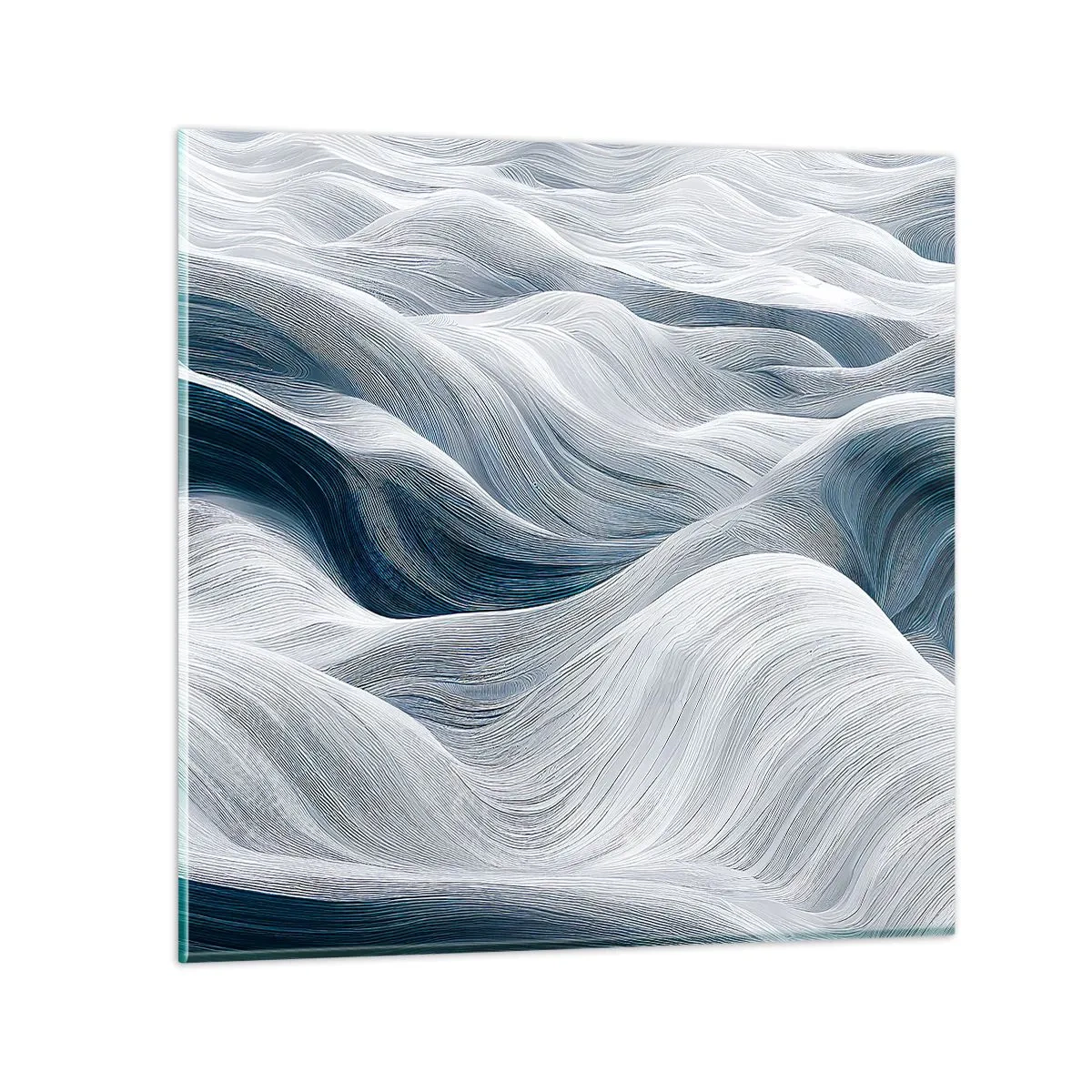 Cuadro sobre vidrio - Impresiones sobre Vidrio - Olas blancas y azules - 60x60 cm