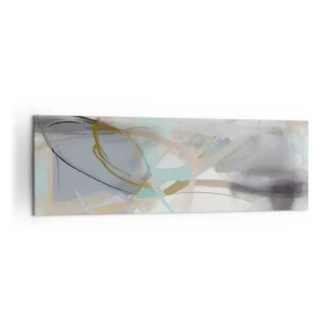 Cuadro sobre lienzo - Impresión de Imagen - Abstracción pastel con líneas delicadas. - 160x50cm - Abstracción brumosa - Decoración de pared moderna para salón y dormitorio ARTTOR